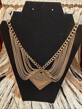 Gold-Tone Layered Fringe Necklace